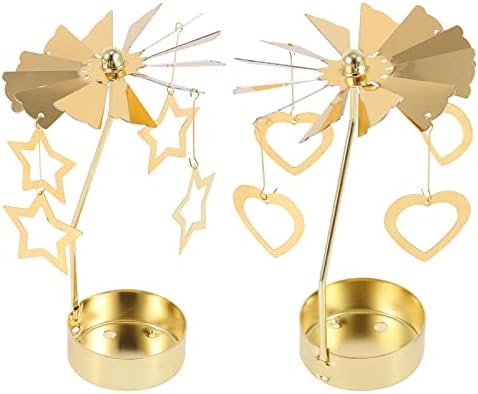 Beaupretty 2pcs Rotating Candlestick Holders Five-Pointed Star Party Decor