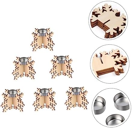 Elegant Christmas Snowflake Candle Holders 6 Pack Wood Decor