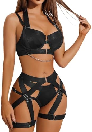 Womens Sexy Lingerie Set with Silk Panty and Thong