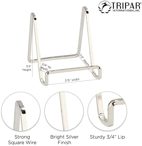 TRIPAR 3-Inch Silver Plated Square Book Holder Stand