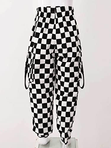 Oyolan Kids Girls Plaid Cargo Sweatpants
