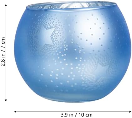 Beaupretty Glass Candle Holders with Star Decor Blue