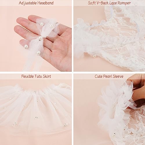 BLUETOP Newborn Girl Pearl Lace Romper Set
