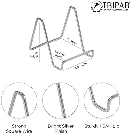 TRIPAR Square Metal Wire Stand Silver 2 Pack 6-Inch Depth