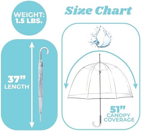 Totes Adult Clear Bubble Umbrella with Dome Canopy