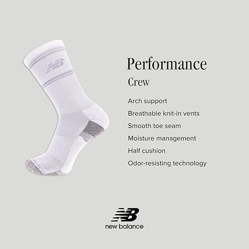 New Balance Performance Cushioned Crew Socks 6-Pack