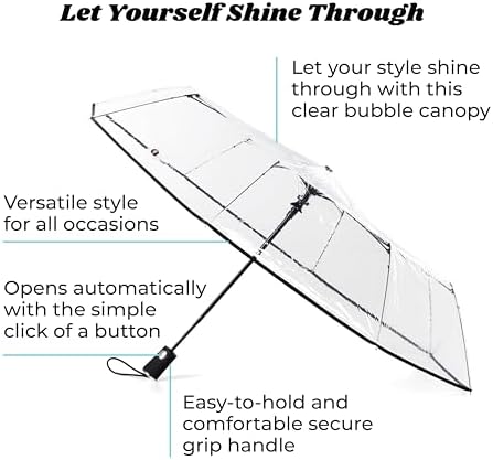 Totes Womens Ultra Clear Auto Open Umbrella Black