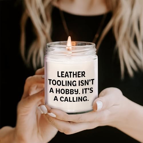 NAPAVI Leather Tooling Candle for Valentines - Vanilla Soy 9oz