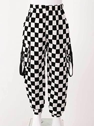 Oyolan Kids Girls Plaid Cargo Sweatpants