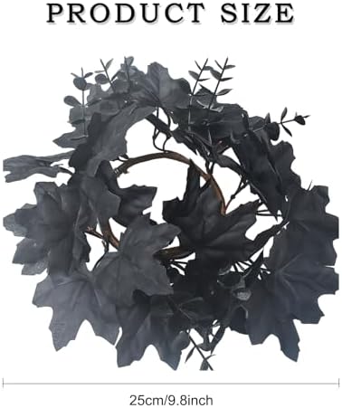 Halloween Candle Wreath with Black Maple Leaf Design
