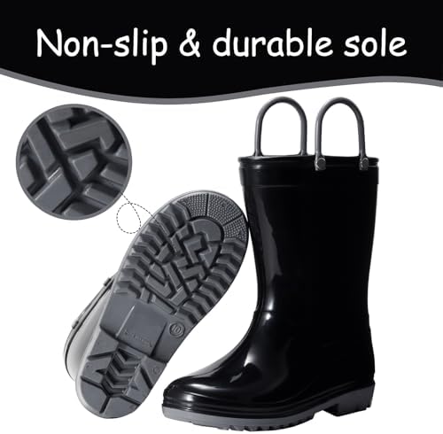 WILLPORT Toddler Rain Boots with Easy-On Handles for Boys and Girls