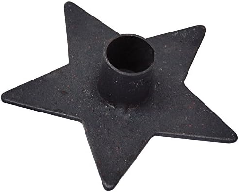 Distressed Star Candlestick Holder - Black