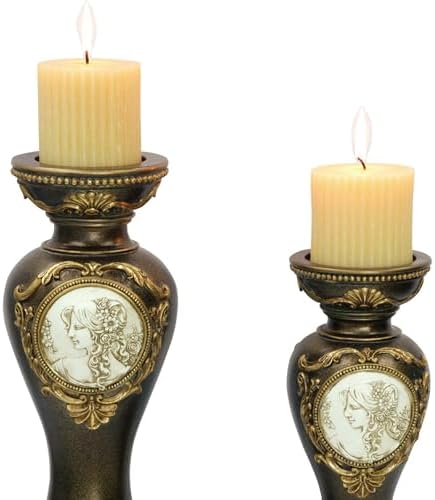 Strawberry Fairy Bronze Candleholder Set with Greek Design