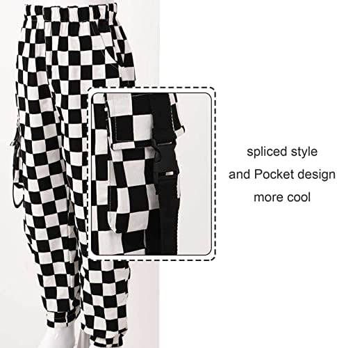 Oyolan Kids Girls Plaid Cargo Sweatpants