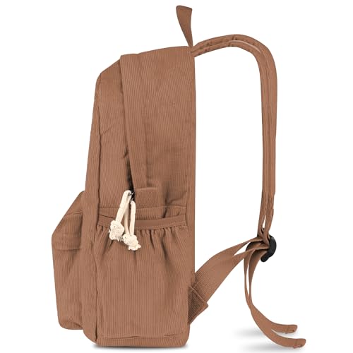 Personalized Corduroy Backpack with Baby Name Embroidery - Brown