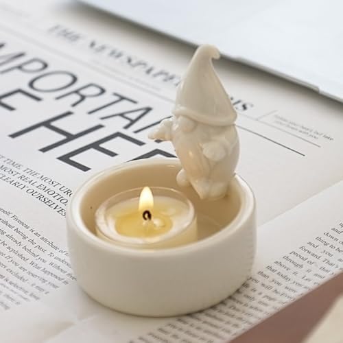 FIYOEO Santa Claus Ceramic Candlestick Holder