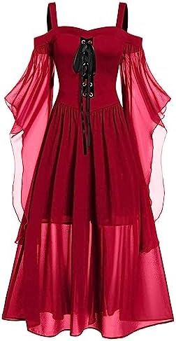 Gothic Halloween Dress for Women with High Waist and Off Shoulder Sleeve