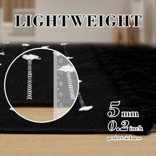 LIVEBOX Boho Black Bathroom Rug 2x3