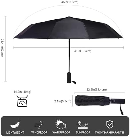 Bluinzi Double 10-Rib Compact Travel Umbrella