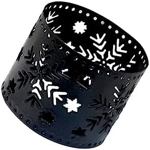 Retro Iron Snowflake Candle Holder Large Black