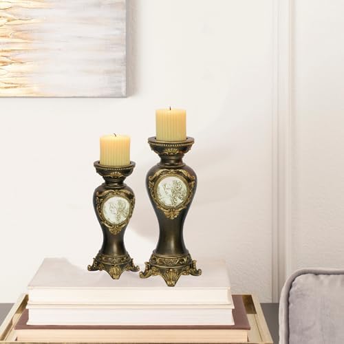 Strawberry Fairy Bronze Candleholder Set with Greek Design