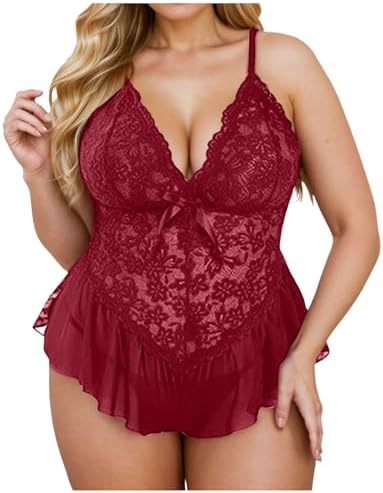 Womens Sexy Lace Chemise Babydoll Nightie Bodysuit Set