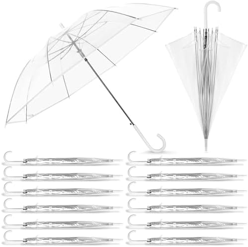 14 Pack Clear Wedding Umbrellas for Bride Groom Photography