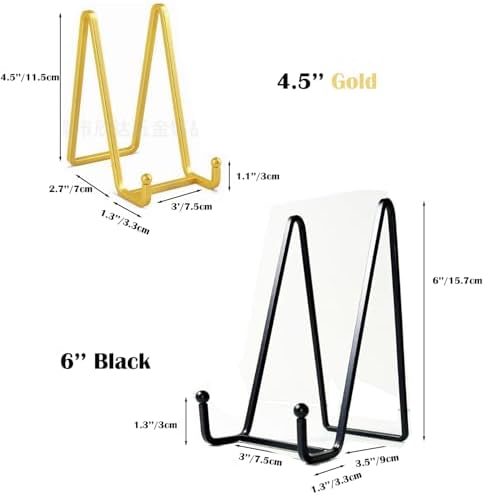 Constefire Plate Display Stand Set 45 Inch Gold 6 Inch Black Metal
