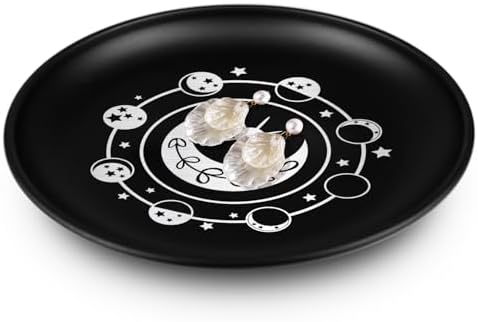 55 Inch Small Metal Jewelry Dish with Star Moon Print