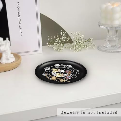 55 Inch Small Metal Jewelry Dish with Star Moon Print