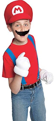 Super Mario Bros Child Hat and Mustache Set