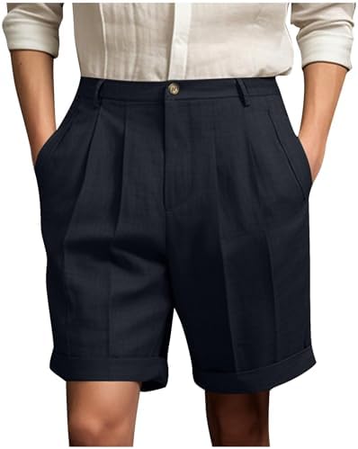 Xiaojmake Mens Linen Shorts with Elastic Waist
