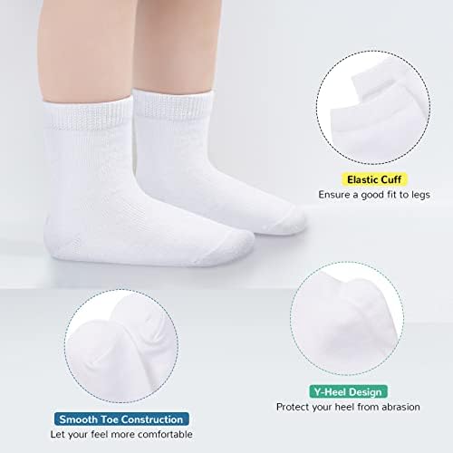 BOOPH 12 Pairs Kids Athletic Crew Socks