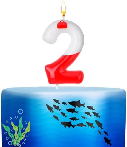 MTLEE Fishing Themed Birthday Candles Number 2