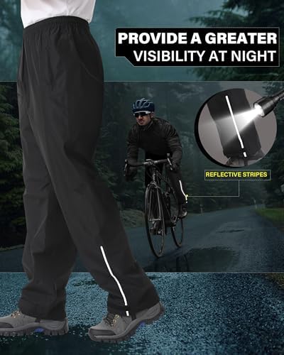 iCreek Mens Waterproof Rain Pants for Hiking Fishing Golf