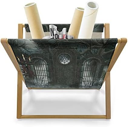 Lunarable Horror House Magazine Holder Gothic Style 22 x 19 Grey