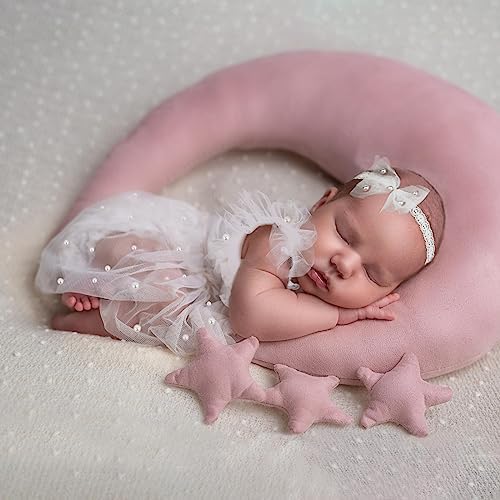 BLUETOP Newborn Girl Pearl Lace Romper Set