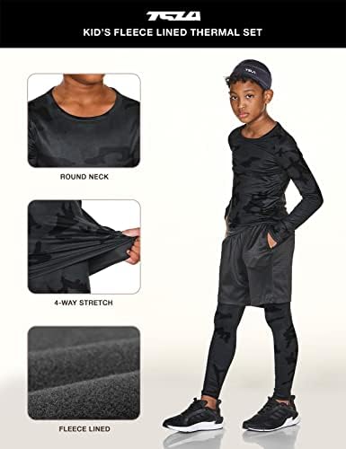 TSLA Kids Thermal Underwear Set Soft Fleece Long Johns for Winter