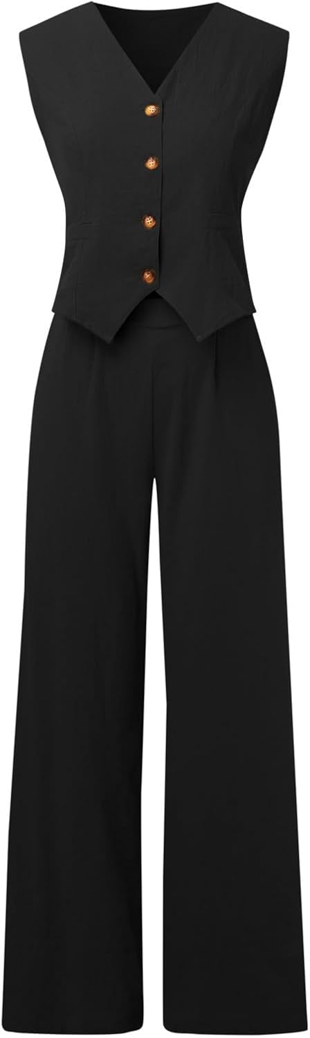TTBDWiian Womens 2 Piece Linen Set 1