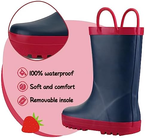 K KomForme Kids Rain Boots with Handles and Prints