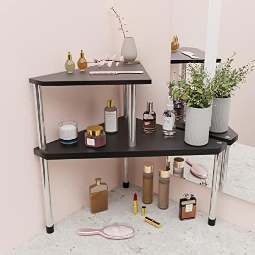 Weenson Corner Organizer Shelf with 2 Tiers Black