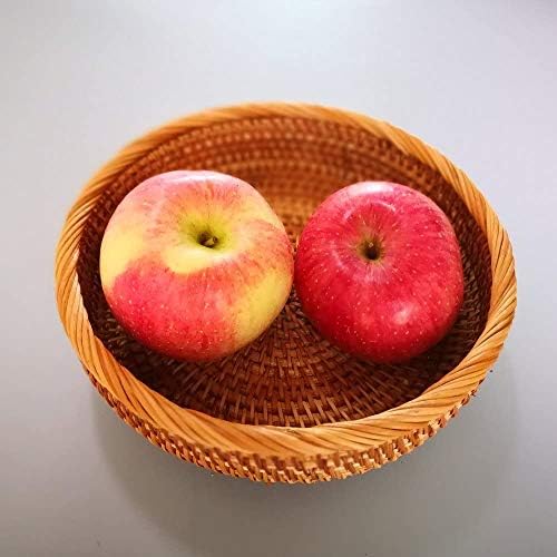Amololo 8 Inch Round Rattan Fruit Basket with Deep Wall