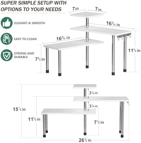ZHWS 3 Tier Bamboo Corner Shelf - White