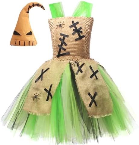 IDOPIP Halloween Costume Set for Girls Tutu Dress with Hat 2PCS Set