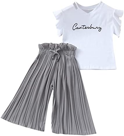 2025 Cute Kids Costume Outfits Set Girls Baby Letter Ruffle Pants Tops Sweatpants