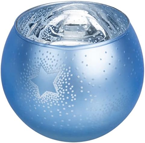 Beaupretty Glass Candle Holders with Star Decor Blue