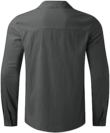 Muyise Mens Breathable Cotton Linen Button Down Shirts