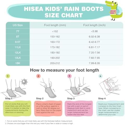 HISEA Toddler Rain Boots Waterproof Easy-On Handles
