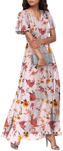 Plus Size Chiffon Dress V Neck Floral Print Swing