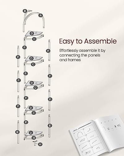 VASAGLE 5-Tier Corner Shelf Stand with Tempered Glass